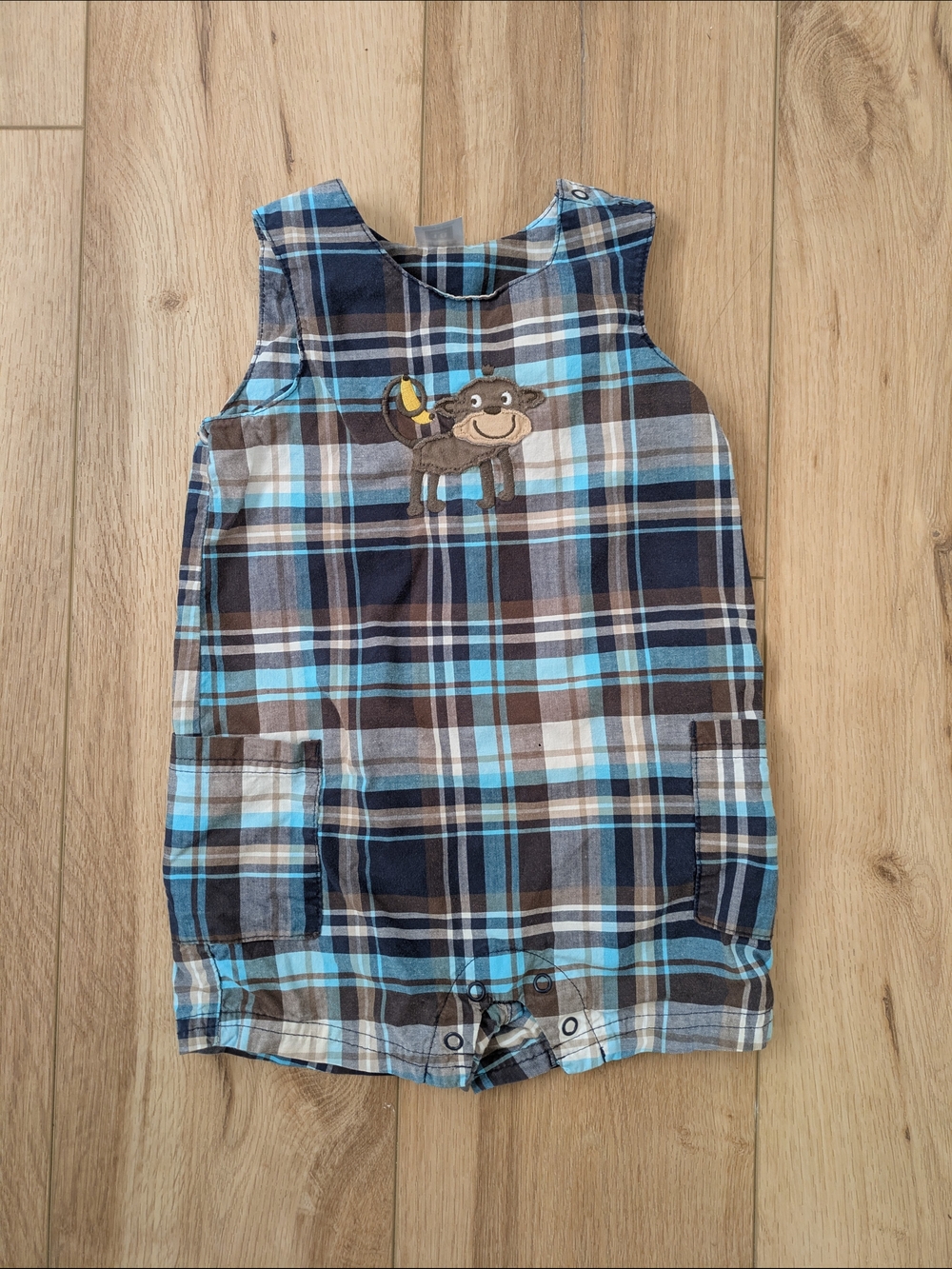 Carter's Plaid Baby Romper in Blue and Brown Tones